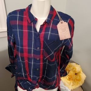 JUNIOR GIRLS PLAID SHIRT NWT